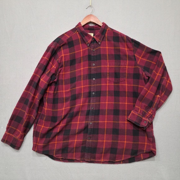 Foundry Mens Red Plaid Long Sleeve Button Up Flannel Size 2XLT - Picture 1 of 6